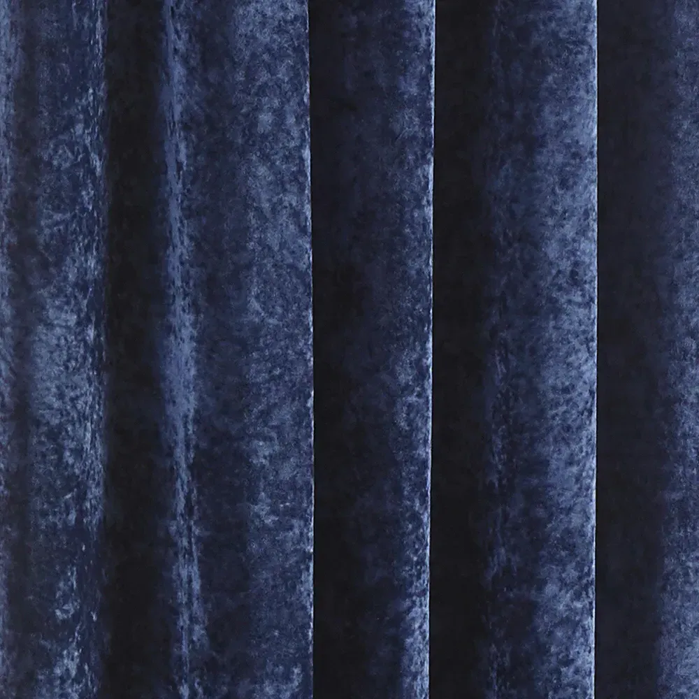 Verona Crushed Velvet Eyelet Curtain - Navy