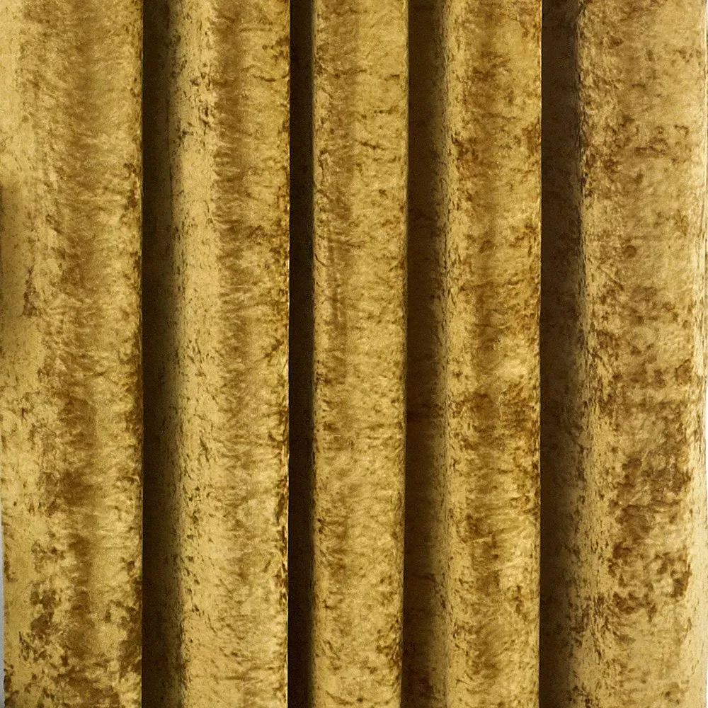 Verona Crushed Velvet Eyelet Curtain - Ochre