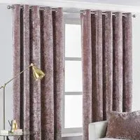 Verona Crushed Velvet Eyelet Curtain - Pink