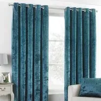 Verona Crushed Velvet Eyelet Curtain - Teal