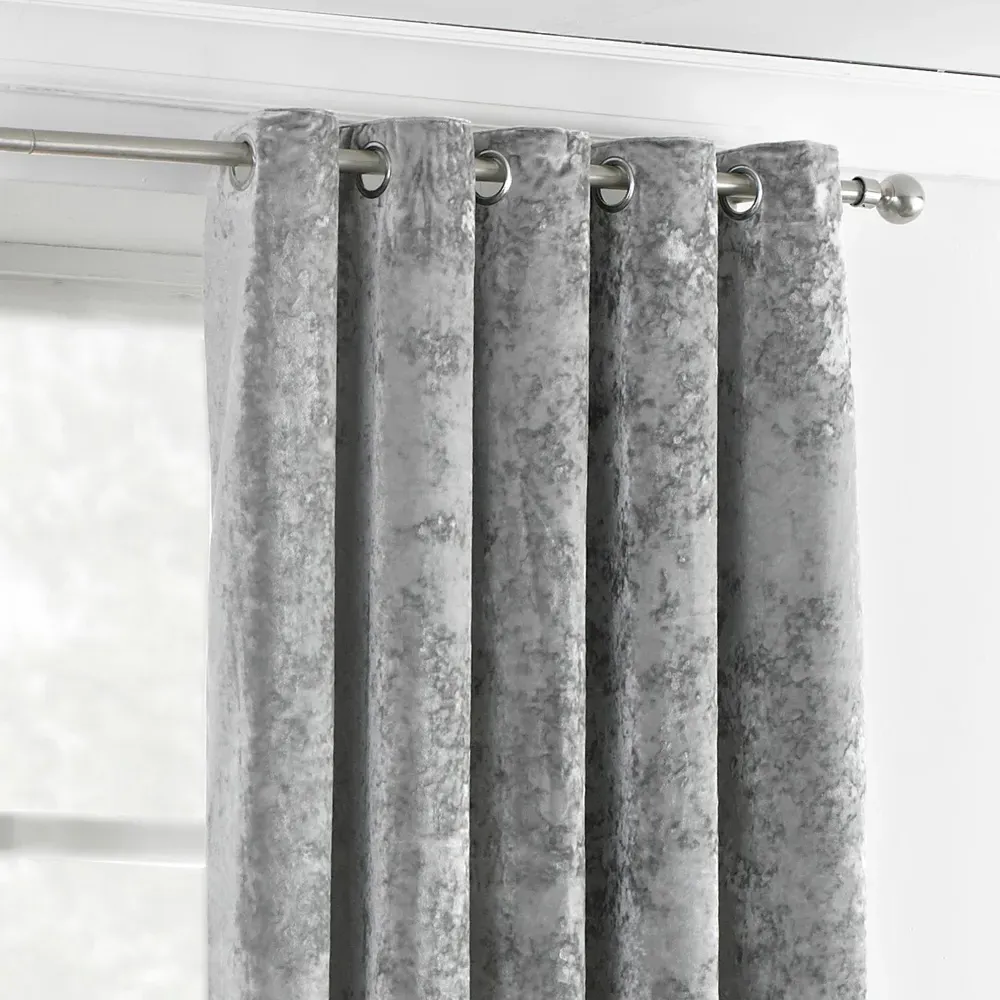 Verona Eyelet Curtain - Silver, Crushed Velvet