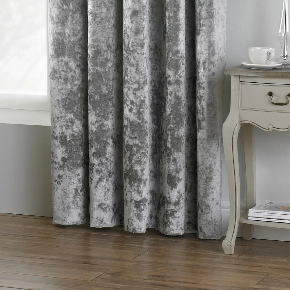 Verona Eyelet Curtain - Silver, Crushed Velvet