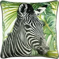 Zebra Jungle Velvet Cushion - Green
