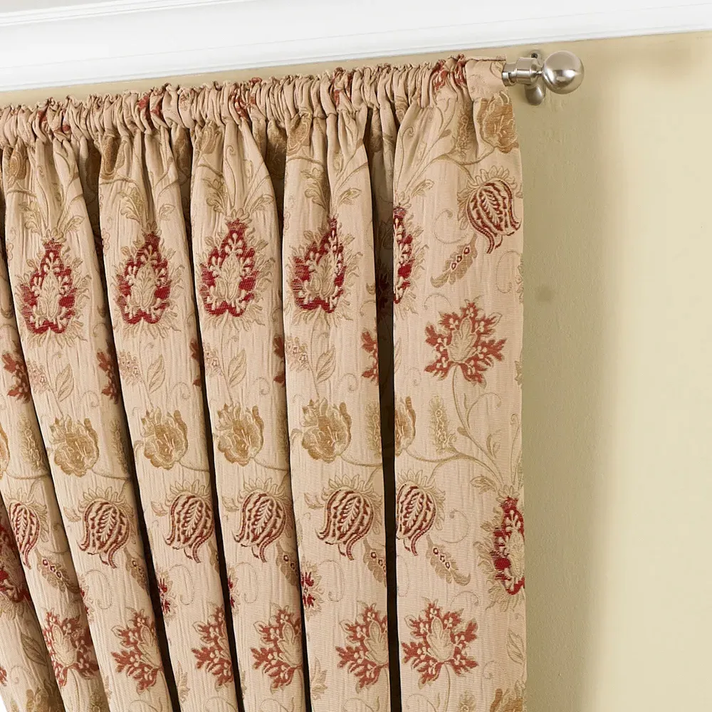 Zurich Floral Jacquard Pencil Pleat Curtain - Champagne