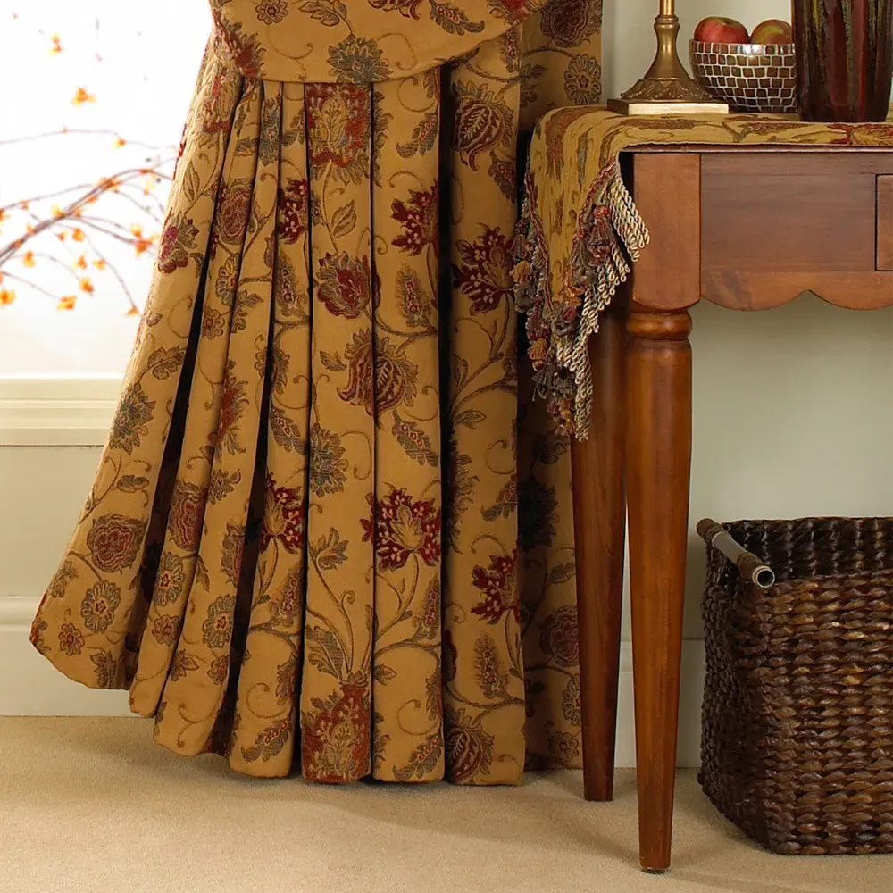 Zurich Floral Jacquard Pencil Pleat Curtain - Gold