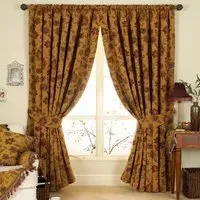 Zurich Floral Jacquard Pencil Pleat Curtain - Gold