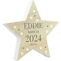 Born In Wooden Star Ornament - Brown