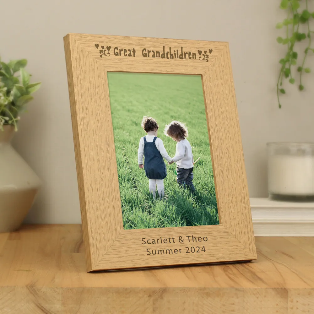 Great Grandchildren Photo Frame 5x7 - Brown, Oak