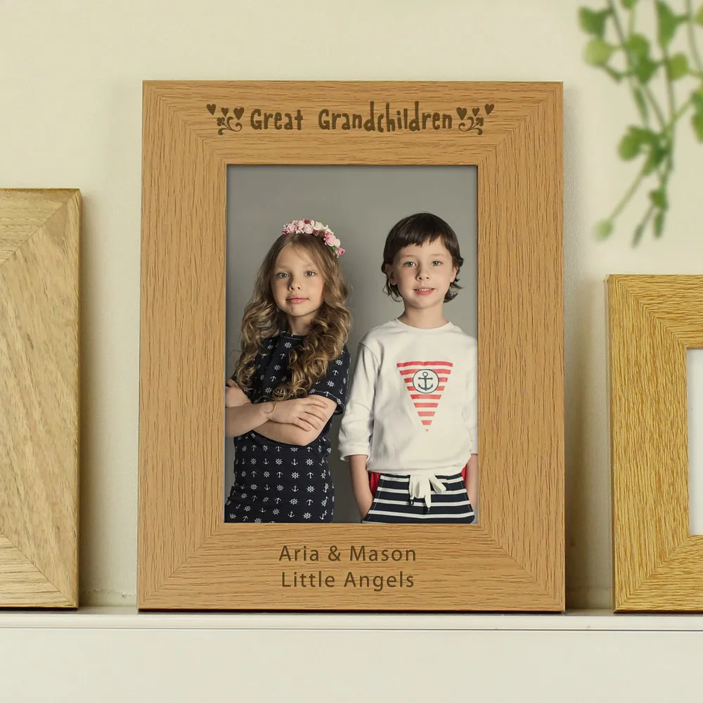 Great Grandchildren Photo Frame 5x7 - Brown, Oak