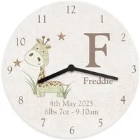 Hessian Giraffe Large Wooden Clock - White