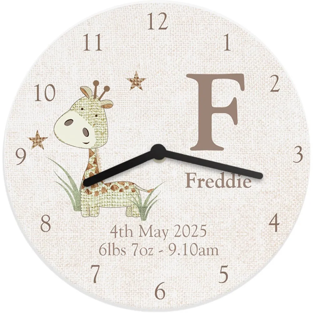 Hessian Giraffe Large Wooden Clock - White image