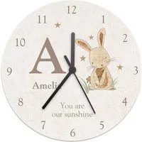 Hessian Rabbit Large Wooden Clock - White