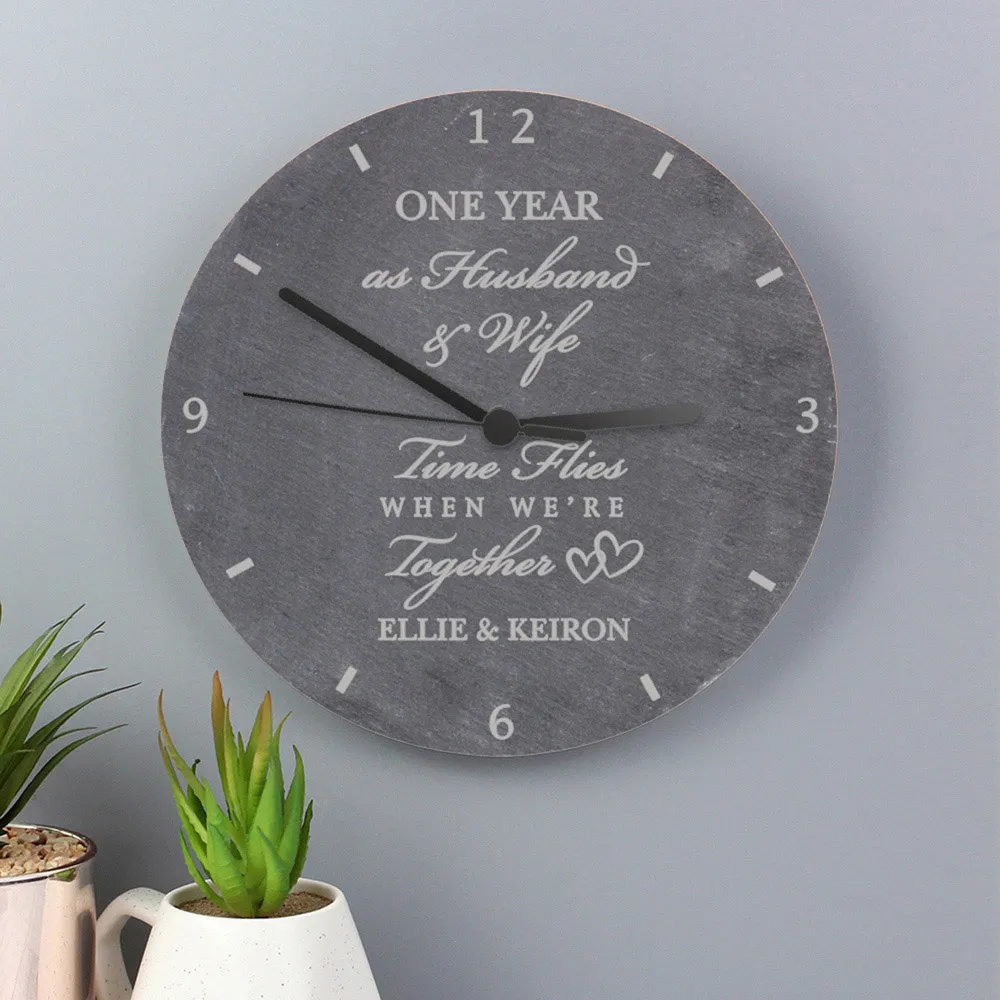 Personalised Anniversary Slate Clock - Black