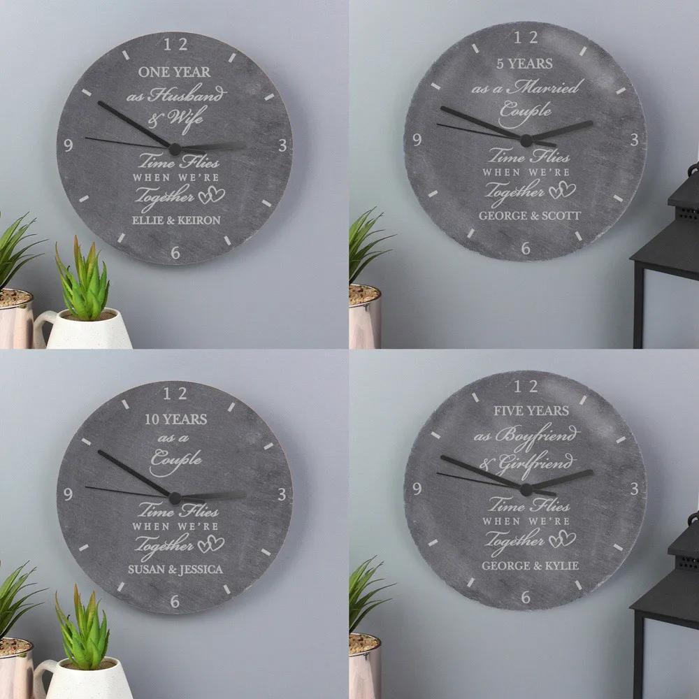 Personalised Anniversary Slate Clock - Black