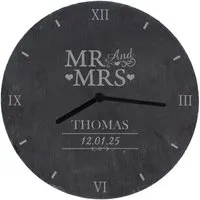 Personalised Mr and Mrs Slate Clock - Black