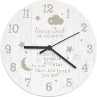 Twinkle Twinkle Large Wooden Clock - White