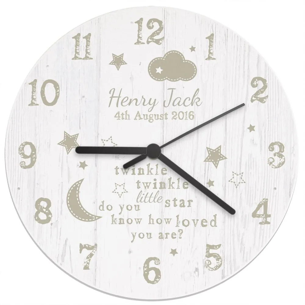 Twinkle Twinkle Large Wooden Clock - White image