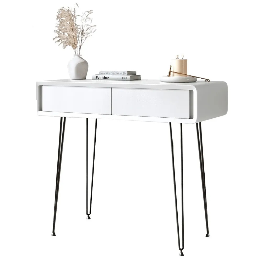 CARME Home 2 Drawer Dressing Table - White, Solid Wood