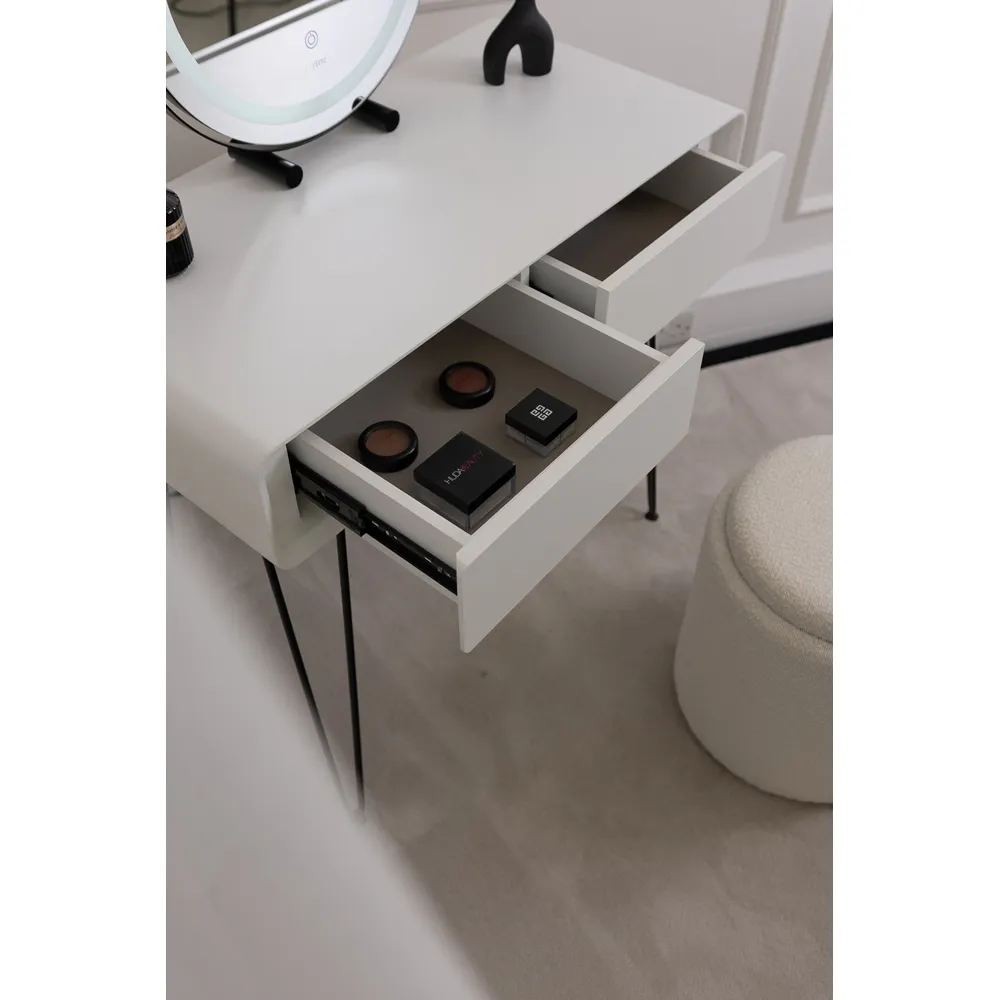 CARME Home 2 Drawer Dressing Table - White, Solid Wood