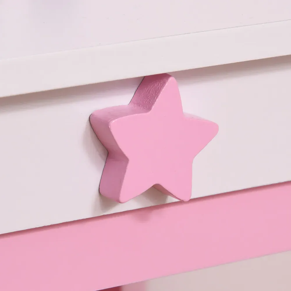 Kids Dressing Table and Stool Set - Pink