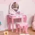 Kids Dressing Table and Stool Set - Pink