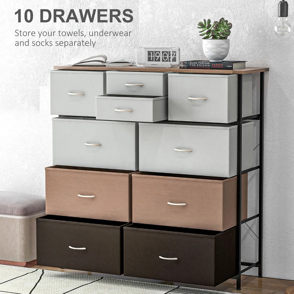 10 Drawer Chest of Drawers - Multicolour