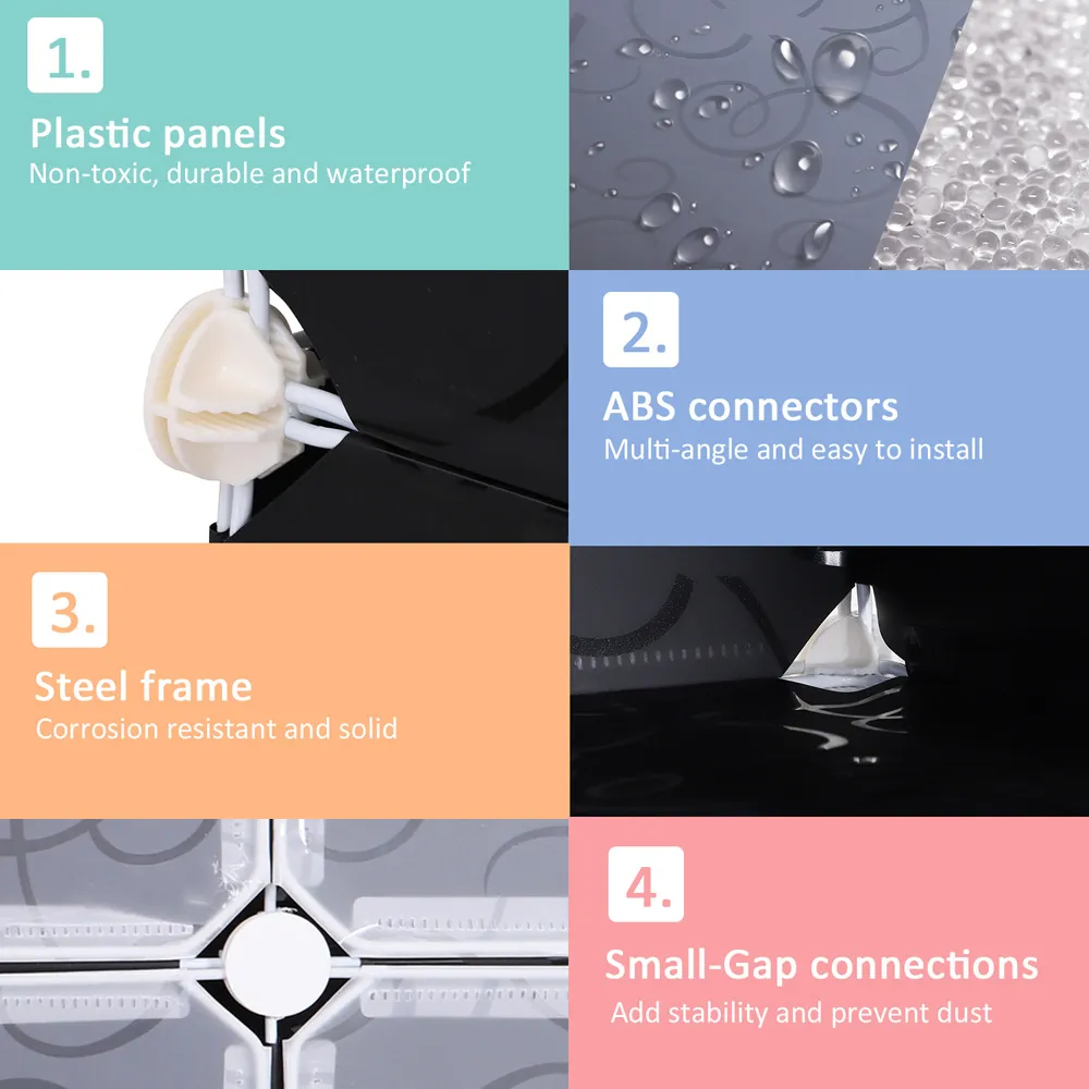 12-Cube Modular Storage Cabinet - Black, Plastic