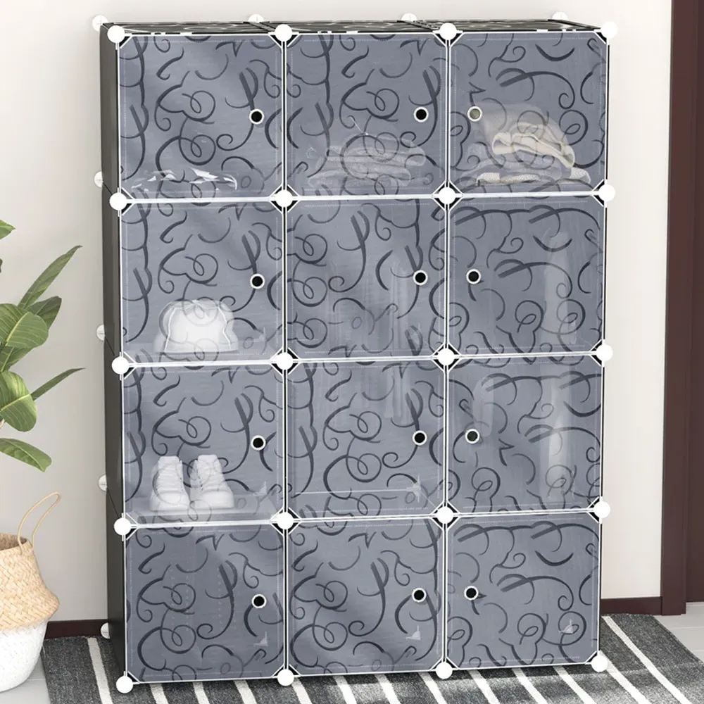 12-Cube Modular Storage Cabinet - Black, Plastic image