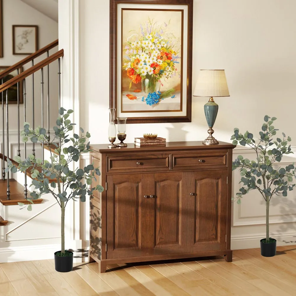 120cm Artificial Eucalyptus Plant 2 Pack - Green, Silk