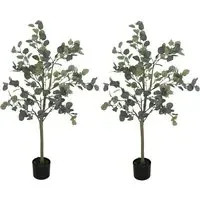 120cm Artificial Eucalyptus Plant 2 Pack - Green, Silk