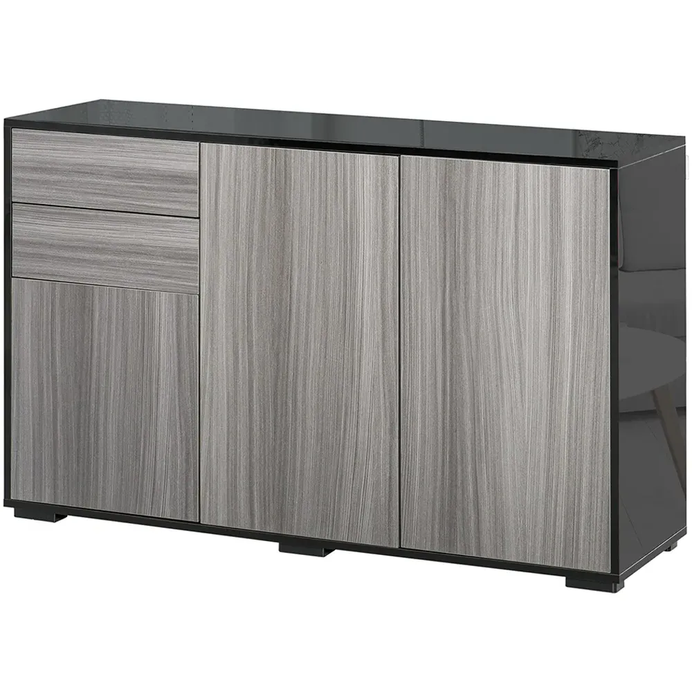 2 Door 2 Drawer High Gloss Sideboard - Grey