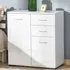 2 Door 2 Drawer Side Cabinet - White, High Gloss
