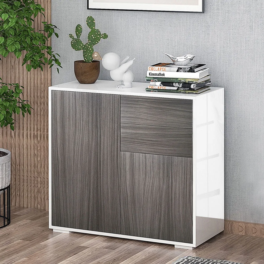 2 Door 2 Drawer Sideboard - Grey, White