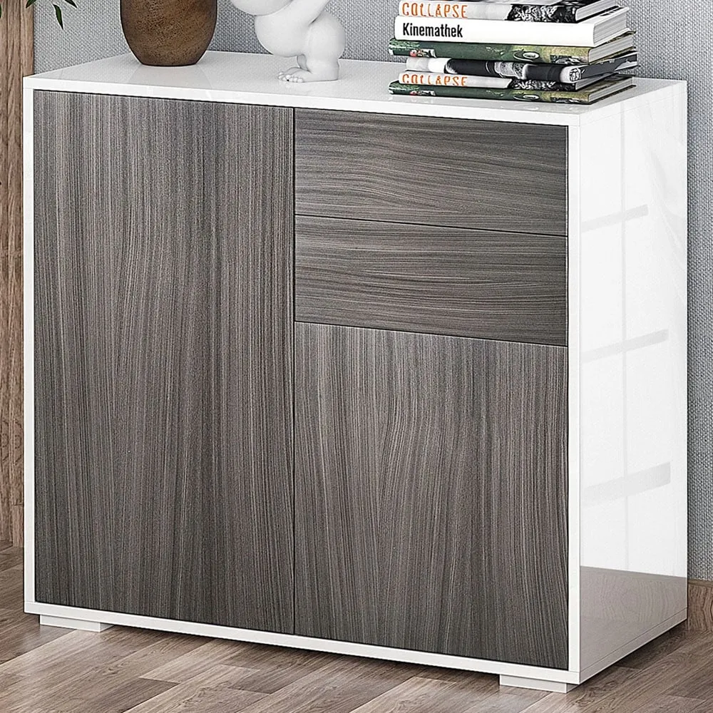 2 Door 2 Drawer Sideboard - Grey, White