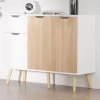 2 Door 2 Drawer Standing Sideboard - Natural, White