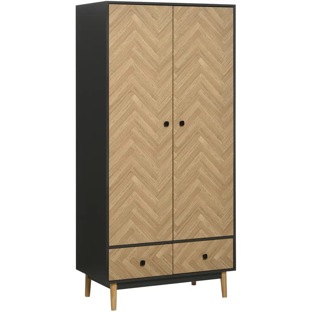 2 Door 2 Drawer Wardrobe - Brown
