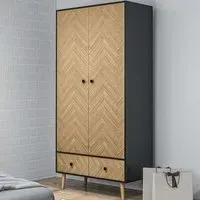 2 Door 2 Drawer Wardrobe - Brown