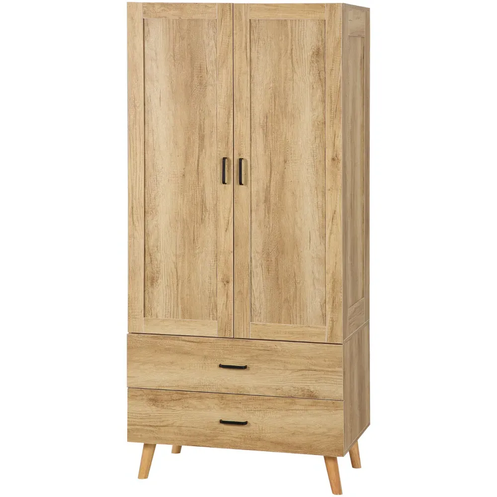 2 Door 2 Drawer Wardrobe - Natural