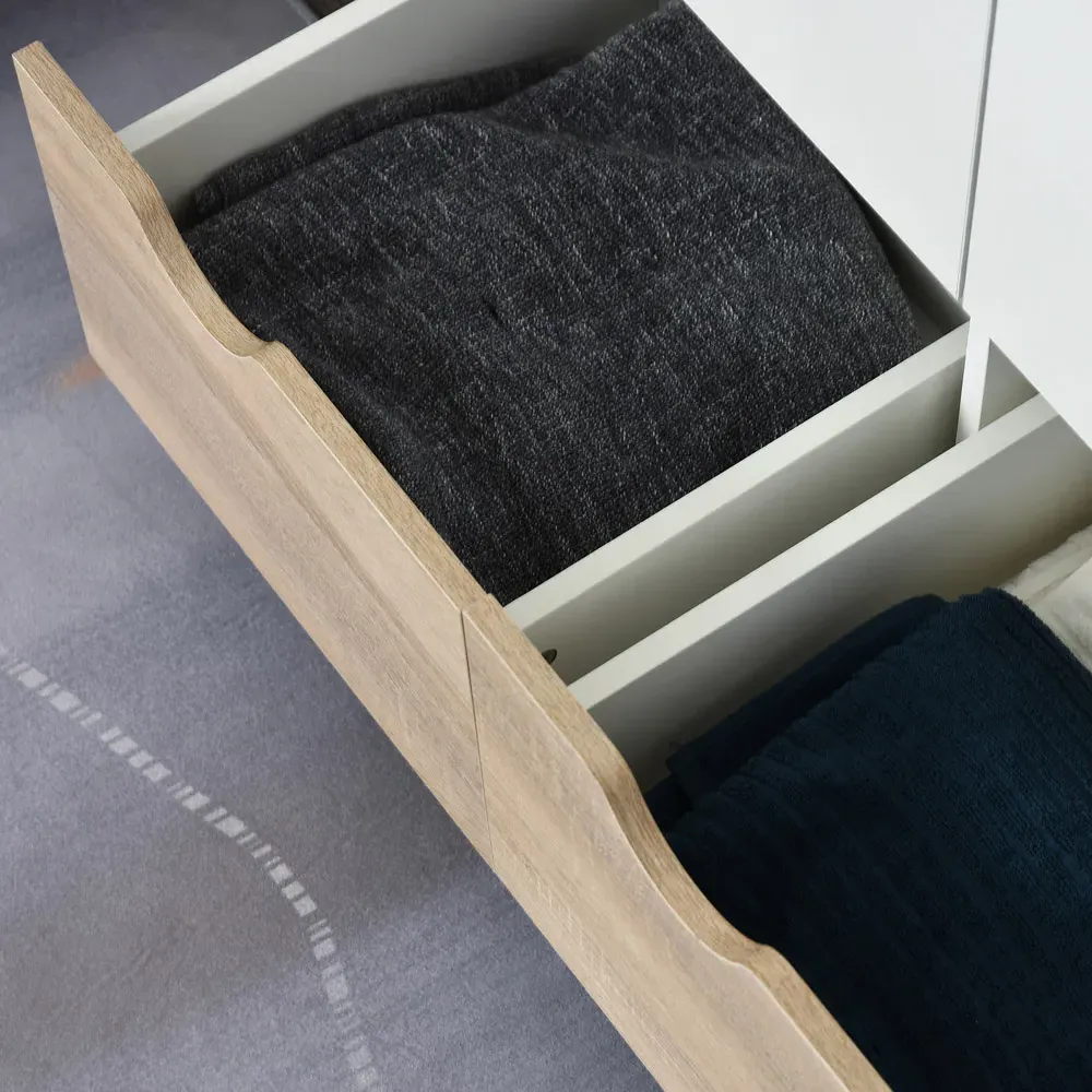 2 Door 2 Drawer Wardrobe with Rail - White