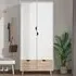 2 Door 2 Drawer Wardrobe with Rail - White