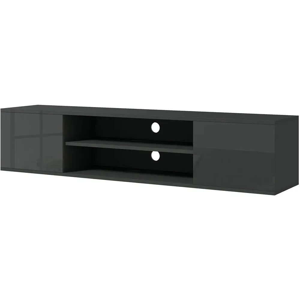 2 Door 2 Shelf Floating TV Stand Cabinet - Grey