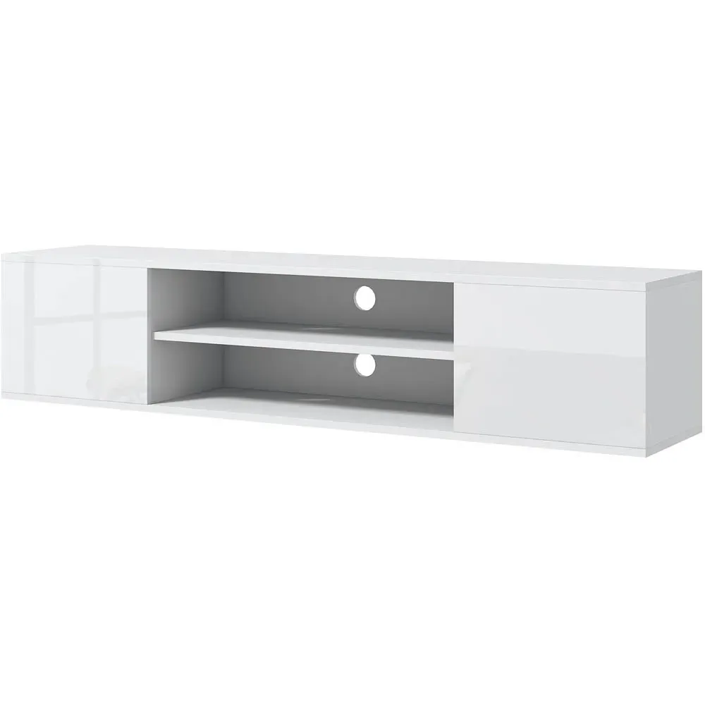 2 Door 2 Shelf Floating TV Stand Cabinet - White