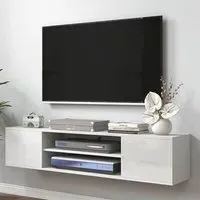 2 Door 2 Shelf Floating TV Stand Cabinet - White