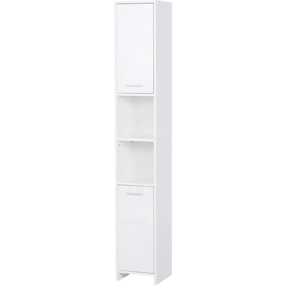 2 Door 2 Shelf Tall Floor Cabinet - White