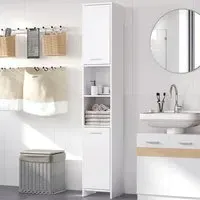 2 Door 2 Shelf Tall Floor Cabinet - White