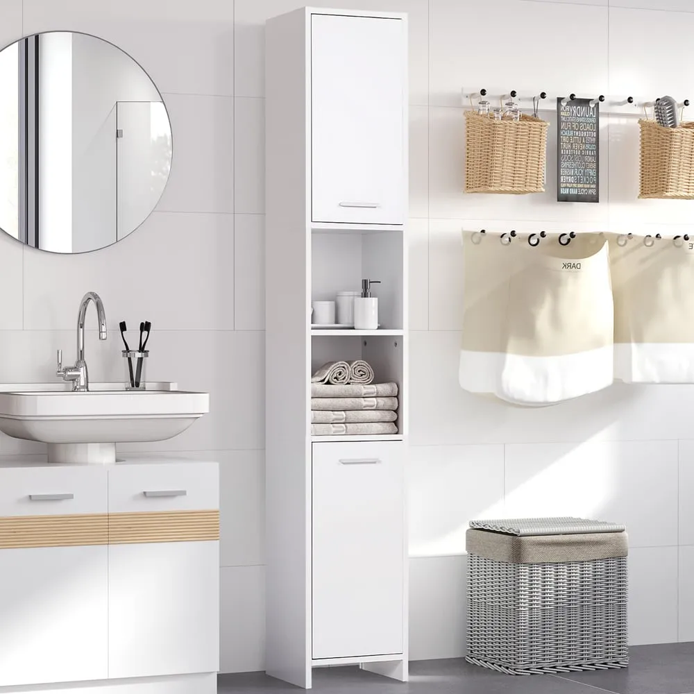 2 Door 2 Shelf Tall Floor Cabinet - White image