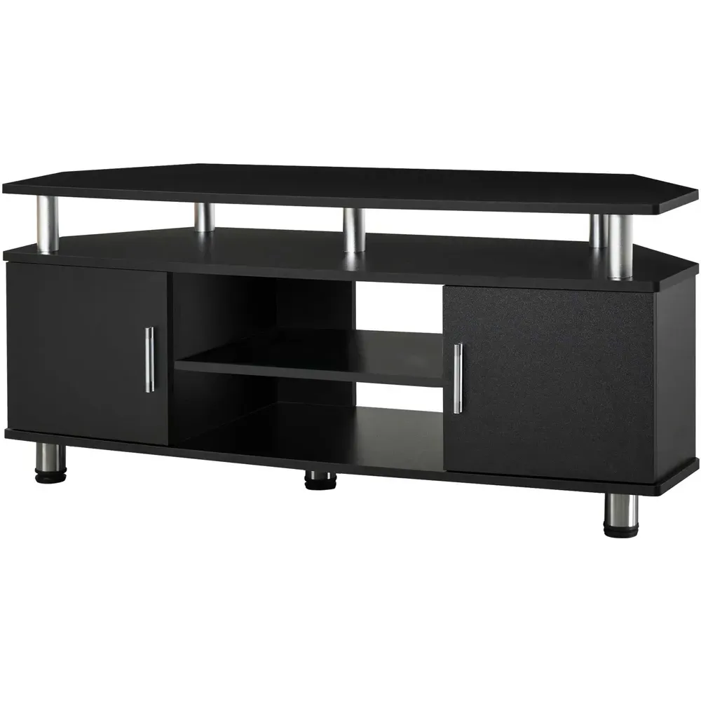 2 Door 2 Shelf TV Cabinet - Black, Aluminium