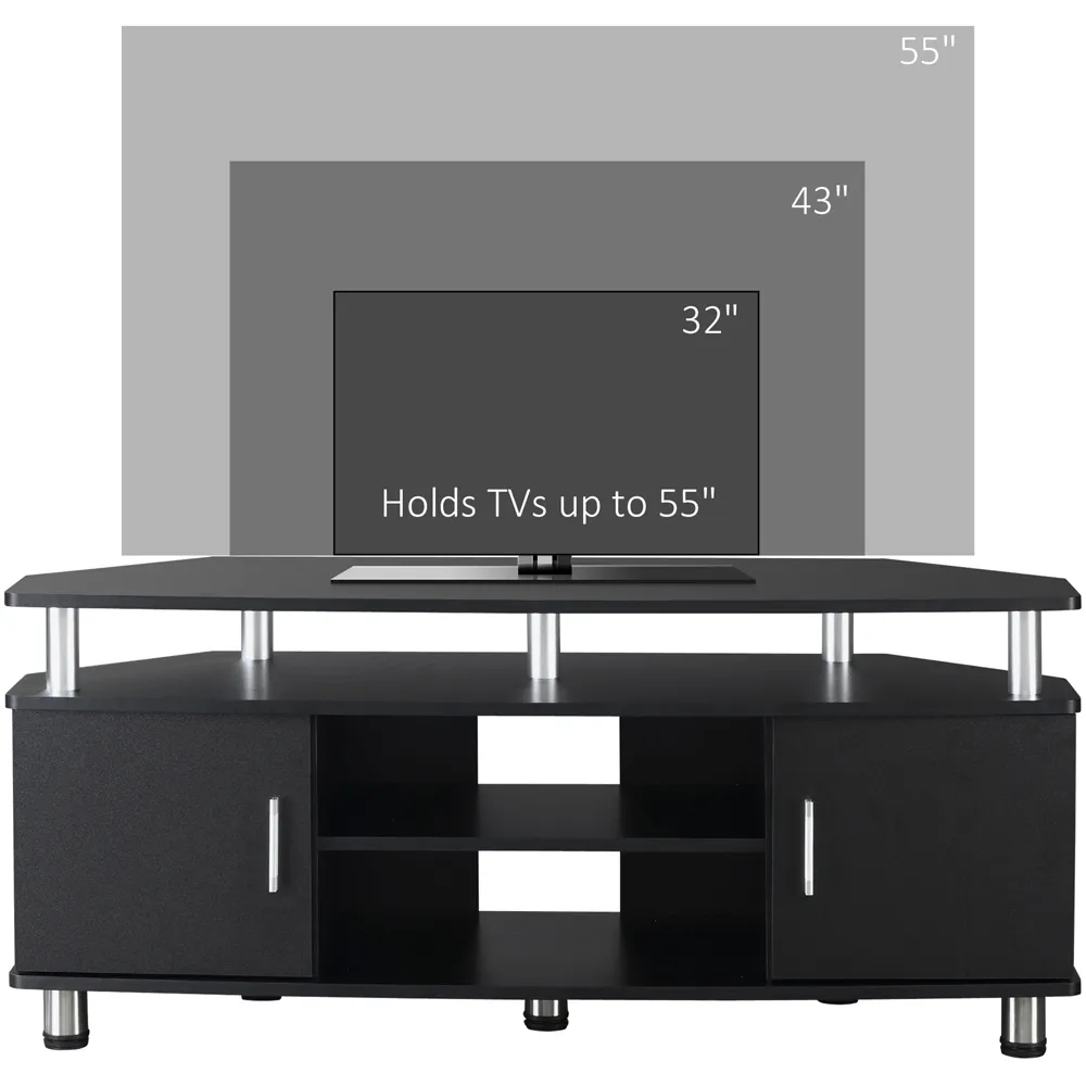 2 Door 2 Shelf TV Cabinet - Black, Aluminium