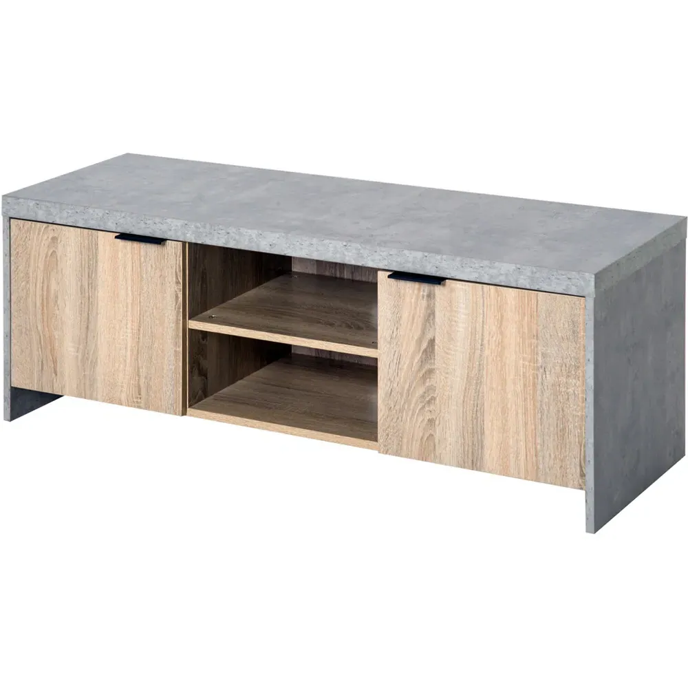 2 Door 2 Shelf TV Cabinet - Grey, Oak