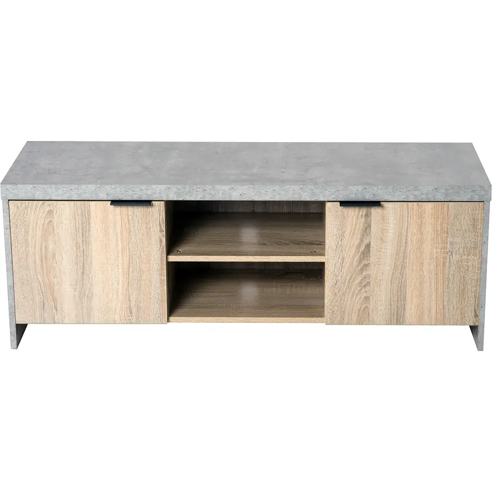 2 Door 2 Shelf TV Cabinet - Grey, Oak